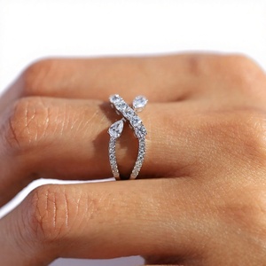 Wholesale 925 Sterling Silver 10K 14K 18K Solid Gold Lab Diamond Crossover Half Eternity Side <b>Stone</b> Wedding Ring Proposal Ring - Product Image 5