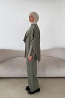 Ensemble coordonné modeste haut de gamme personnalisé pour femme, tunique musulmane et pantalon large, tenues 2026