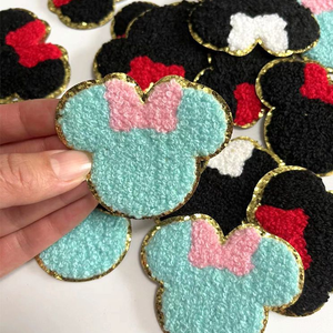 Chenille Ferro em Patches para Bolso Patch Bordado Bowknot Coração Etiqueta para Roupas & School Bag Applique