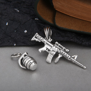 Collar con Colgante de Pistola de Rifle Automática, Joyería de Moda Hip Hop de Plata de Ley 925 Personalizada - Product Image 5