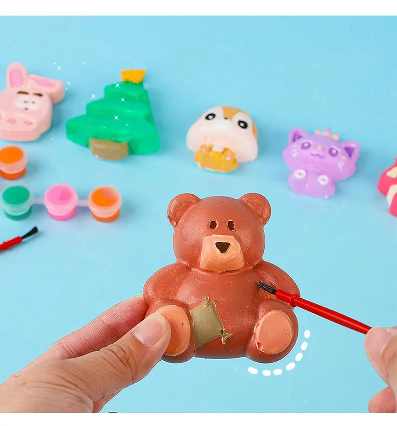 Handmade drawing educational toy gift with ceramic acrylic paint gypsum toys for painting