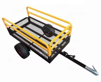 Remorque utilitaire et benne basculante robuste à quatre roues en treillis d'acier pour VTT, avec côtés amovibles, option OEM, à attacher derrière la voiture pour outils