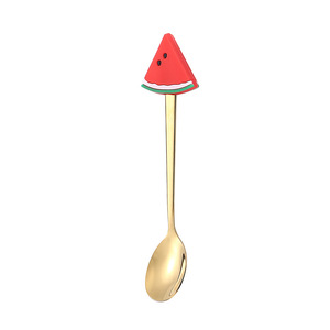 Creative Stainless Steel <b>Spoons</b> With Cartoon Fruit Silicone Handles For Children Dessert <b>Coffee</b> Stirring <b>Spoon</b> - Product Image 5