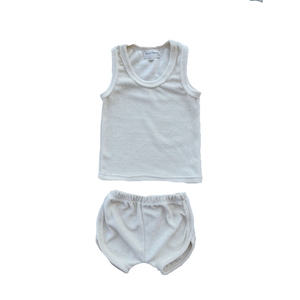 Canotta e pantaloncini senza maniche in cotone tinta unita per bambini - Product Image 5