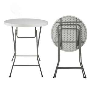Yüksek kaliteli 80cm beyaz plastik yuvarlak katlanır kokteyl masaları Modern tasarım yüksek üst ziyafet parti Bistro yemek otel etkinlikleri - Product Image 4