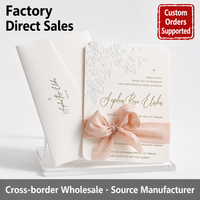 Ventes directes d'usine, invitations de mariage de style européen en carton, style Instagram, imprimées en intaglio, gaufrées, avec estampage à chaud doré