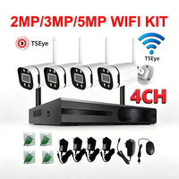 TSEye 2MP 3MP 5MP WLAN NVR Kit 4CH Drahtloses IP67 Wasserdichtes Bullet-Netzwerk-Sicherheits-CCTV-Kamera Überwachungssystem