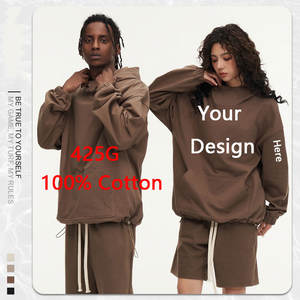 Logo personnalisé hommes pull à capuche coton ample épais à capuche surdimensionné <span class=keywords><strong>sweat</strong></span> anti-rides solide pour bouffée impression conception - Product Image 3