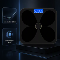 Báscula Digital de Baño de Alta Precisión de 180 kg, Báscula Inteligente de Grasa Corporal con Bluetooth, Báscula Electrónica con Pantalla LCD Retroiluminada de Vidrio Templado