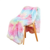 Couverture en flanelle peluche arc-en-ciel colorée, double face, douce au toucher, pour lit, chaise ou salon