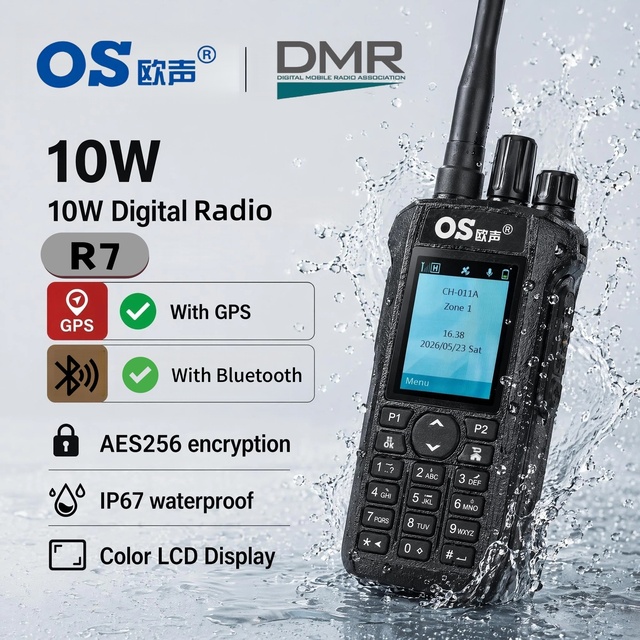 Professional DMR Walkie Talkie GPS for Long Range 10W 256 Channels AES256 Encryption LCD Display Keypad Scan Function
