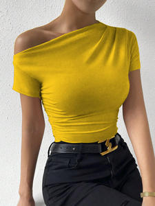Haut court ajusté imprimé style hip-hop pour <span class=keywords><strong>femme</strong></span> ATZ, à épaules ouvertes, <span class=keywords><strong>manches</strong></span> <span class=keywords><strong>courtes</strong></span>, 100 % coton, confortable - Product Image 4
