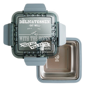 Stainless Steel <b>Lunch</b> <b>Box</b> Rectangle Black And Gray Plastic Lid Insulated Leak Proof For Office Workers And Students - Product Image 5