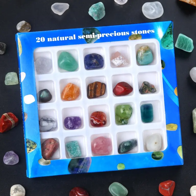 20 peças de cristais naturais misturados de ágata forma irregular mini pedras preciosas cura energia lustrada caixa de minério