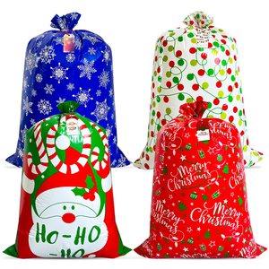 Bán Buôn Nhiệm Vụ Nặng Nề Món Quà Lớn Lưu Trữ Túi Trẻ Em Nhựa Santa Sack Công Suất Lớn Xmas Món Quà Giáng Sinh Túi Với Tag & Tie - Product Image 1