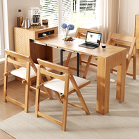Petit ensemble de meubles de salle à manger rectangulaires multifonctionnels en bois massif, pliables et rétractables, de style traditionnel