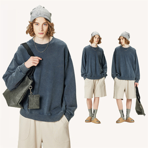 Fabricante OEM sudaderas de hombre lavadas de cuello redondo de ajuste regular vintage Streetwear - Product Image 2