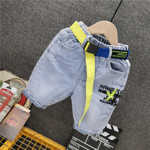 Productos en Oferta, Jeans de Verano para Niños con Estampado de Letras, Estilo Coreano con Cinturón a la Moda - Product Image 5