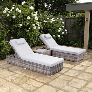 مجموعة كراسي استلقاء خارجية للحدائق والشاطئ مكونة من قطعتين مصنوعة من الراتان مع ظهر قابل للتعديل على <span class=keywords><strong>5</strong></span> مستويات - Product Image 5