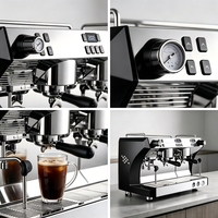 Machine à expresso professionnelle à double tête en acier inoxydable avec robinet vapeur pour boulangerie, bar, restauration et boissons