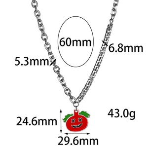 Collar con Colgante de Calabaza de Halloween Estilo Punk, Esmalte Verde y Rojo, Fantasma, Acero Inoxidable, para Hombre y Mujer - Product Image 4