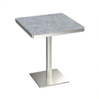 Mobilier de restaurant pour l'hôtellerie : Banquette contemporaine en tissu, chaise rembourrée avec base métallique, table carrée en marbre