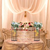Support à fleurs rectangulaire en métal noir LANJO, de luxe, de haute qualité, pour mariage, centre de table, globe en verre suspendu, terrarium, bougie chauffe-plat