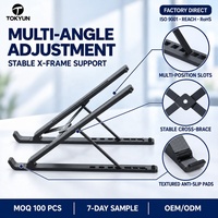 Verstelbare plastic laptopstandaard, opvouwbaar, draagbaar, ergonomische notebookhouder, geventileerde bureauhouder, groothandel OEM ODM levering