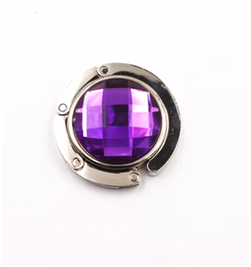 Porta gancio per borsa portatile di alta qualità con gancio in metallo diamantato viola di cristallo - Product Image 2