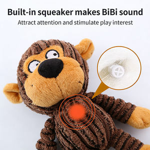 Jouet en peluche créatif pour chien de petite taille, avec anneau en cuir interactif, son interactif et nœud, pour <span class=keywords><strong>la</strong></span> formation, <span class=keywords><strong>la</strong></span> décompression et le mastication des dents - Product Image 4