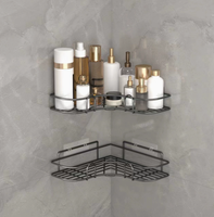 Étagère d'angle murale sans perçage pour salle de bain, panier de rangement métallique pour douche, sans perçage, pour salle de bain et cuisine