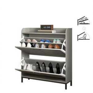 Zapatero de Madera de Tres Niveles, Tipo Vertical, Ahorra Espacio, Organizador de Almacenamiento para Armario y Zapatos - Product Image 1