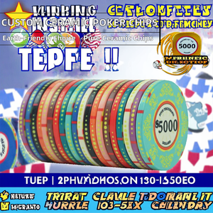 Jetons de poker en céramique personnalisés et durables avec design en secteur, 39 mm x 3,5 mm, 10 g, pour les jeux de hasard et les clubs de poker - Product Image 2