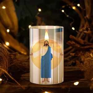 Bougies en gros lumière <span class=keywords><strong>LED</strong></span> personnalisé imprimé croix baptême rituel église <span class=keywords><strong>funéraire</strong></span> tombe mémorial prière spirituelle <span class=keywords><strong>bougie</strong></span> religieuse - Product Image 6