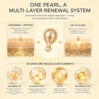 Capsules de sérum pour le visage en céramide doré personnalisées OEM, céramide NP, peptide, nourrissent, illuminent, renforcent la barrière cutanée, perles, produits de soin de la peau