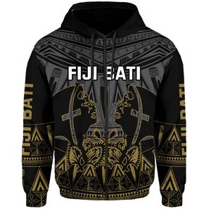 POD personalizado personalizar Fiji Zip up y pulóver Sudadera con capucha Fijian Tapa patrón sudadera Hombres Nuevo Negro cordón ropa al por mayor - Product Image 1