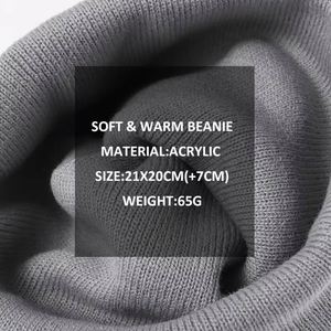 Custom Woven Label Winter <b>Hat</b> Embroidery Knitted <b>Hats</b> Men's Knit Cuffed Beanie - Product Image 2