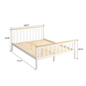 2024 Lit Double en Bois Blanc pour Adultes,/Enfants/Adolescents Meubles de Maison Style Moderne Plate-Forme en Bois Massif Cadres de Lit - Product Image 5