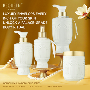 Bequeen Golden Vanilla Body Wash Lotion Gommage Sans Alcool Parfum Brume Hydratation Soins du Corps Ensemble pour une Expérience de Luxe - Product Image 2