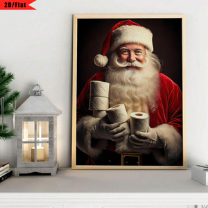Póster Artístico de baño de Santa, impresiones artísticas de pared de vacaciones de Navidad humorísticas, regalo de baño divertido, rollos de baño, Base de soporte de lienzo impreso - Product Image 5