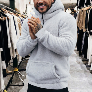 Felpa con cappuccio da <span class=keywords><strong>uomo</strong></span> in <span class=keywords><strong>velluto</strong></span> double-face, casual, per l'autunno, nuova collezione, taglie forti, alla moda, calda, ampia, tinta unita, in spugna - Product Image 3