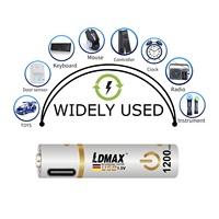 Batería Recargable de Iones de Litio AAA de 1.5V, Carga Rápida Tipo-C de 800mAh, Mayor Duración para Juguetes y Controles Remotos, Distribuidor