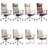 Chaise de bureau exécutive contemporaine en cuir à dossier haut, fonction pivotante réglable, cadre en aluminium, ergonomique pour la maison ou le bureau