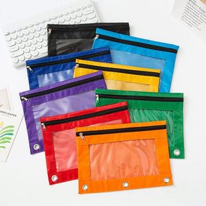Estuche para lápices de tela Oxford de tres orificios, carpeta de hojas sueltas, almacenamiento duradero de gran capacidad para suministros escolares y de oficina - Product Image 1