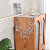 Chemin de table rectangulaire en dentelle brodée de luxe, en organza, avec découpe, sets de table carrés beige brun avec macramé pour la décoration de la maison