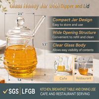 Bocaux à miel en verre de qualité alimentaire, utilisation en cuisine, vente en gros, restauration, hermétiques, compatibles lave-vaisselle, 300 ml, ouverture large, faciles à nettoyer