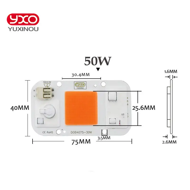 YXO YUXINOU एसी 220V 110V 20W 30W 50W Driverless सिल एलईडी पूर्ण स्पेक्ट्रम एलईडी लाइट बढ़ने चिप स्मार्ट आईसी हीड्रोपोनिक्स DIY बढ़ने प्रकाश