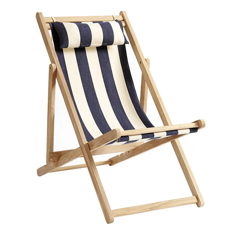 Silla de playa plegable de bambú para exteriores, asiento de playa de madera, grande y portátil