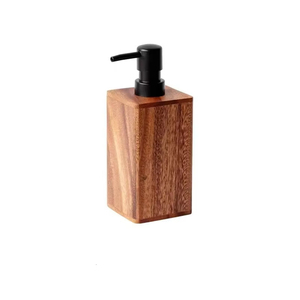 Distributeur de lotion en bois de noyer, flacon vide rechargeable pour shampoing, savon, gel douche, organisateur de comptoir de salle de bain pour hôtel - Product Image 5
