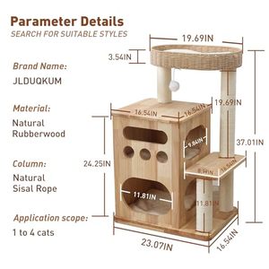 Wholesale Luxury Solid Wood Storage Tower OEM ODM Custom Logo Sisal Scratching Post Handwoven Basket Easy Clean Waterproof - Product Image 4